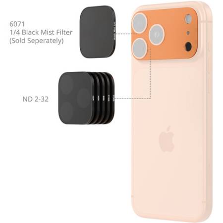 SmallRig 6073 - zestaw, 6x prostokątny filtr (5x szary ND2-32 i 1x Black Mist 1/4) do iPhone 17 Pro